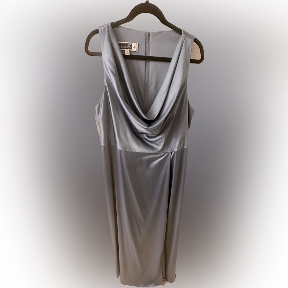 Dusty blue long bridesmaid dress